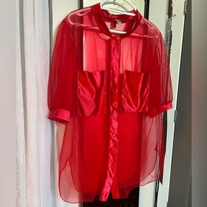The Limited Vibrant Red Sheer Blouse